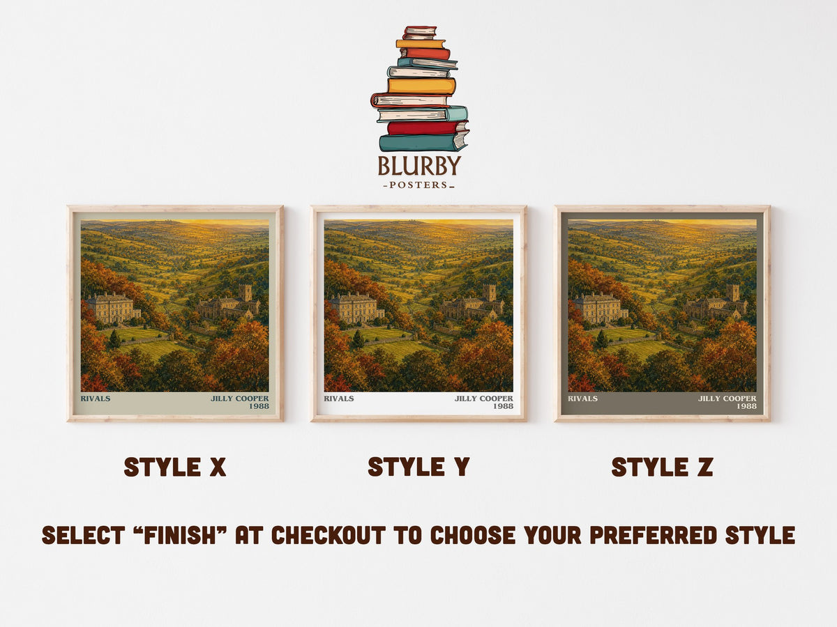 Rivals literary print in frame leaning in hallway – romance wall art (mockup)