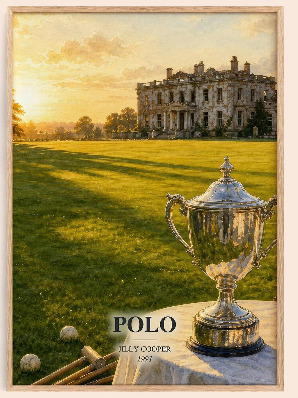 Polo watercolour book poster by Jilly Cooper – framed literary art print