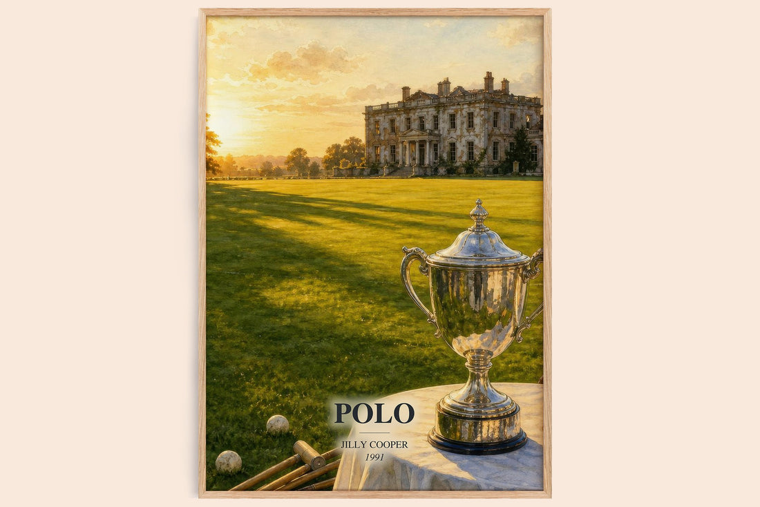 Polo watercolour book poster by Jilly Cooper – framed literary art print