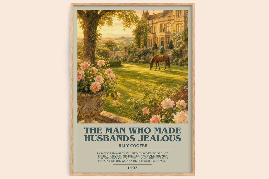 The Man Who Made Husbands Jealous bookish book poster by Jilly Cooper – framed literary art print