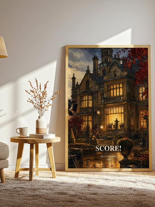 Score! watercolour print in frame leaning in hallway – romance wall art