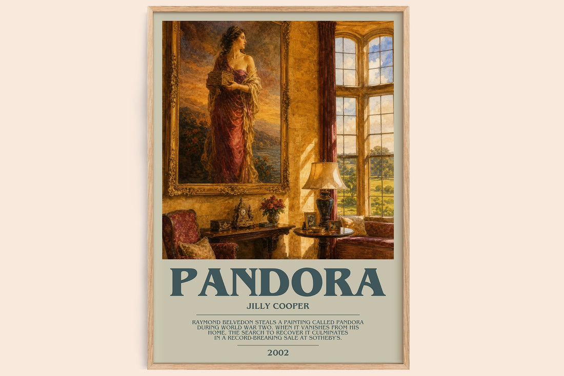 Pandora bookish book poster by Jilly Cooper – framed literary art print