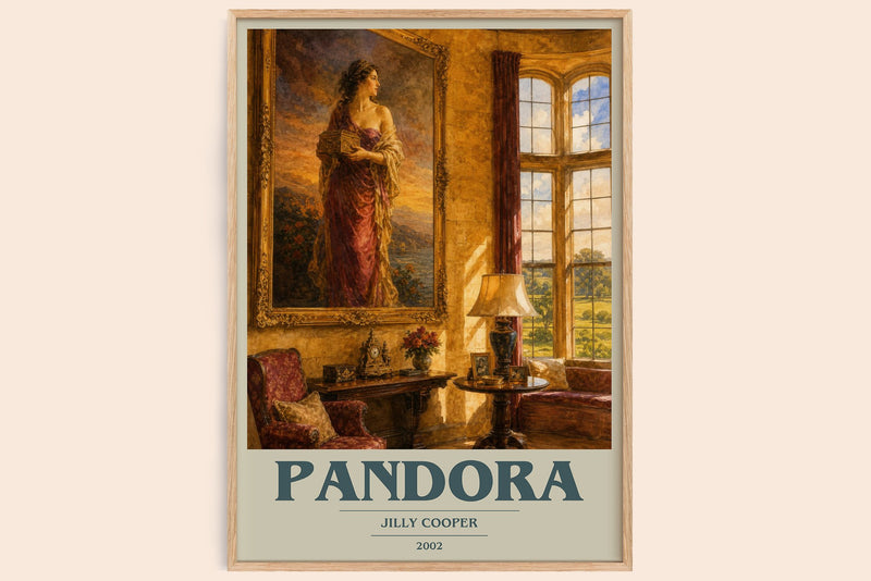 Pandora book cover book poster by Jilly Cooper – framed literary art print