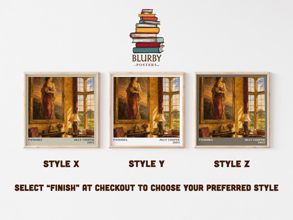 Pandora literary print in frame leaning in hallway – contemporary fiction wall art (mockup)