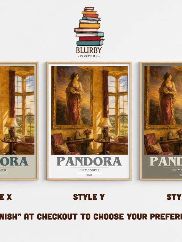 Pandora book cover print in frame leaning in hallway – contemporary fiction wall art