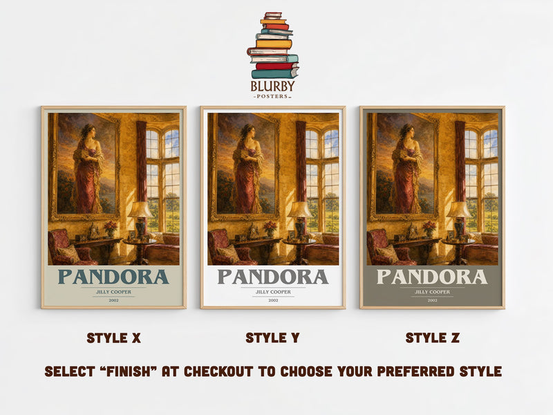 Pandora book cover print in frame leaning in hallway – contemporary fiction wall art