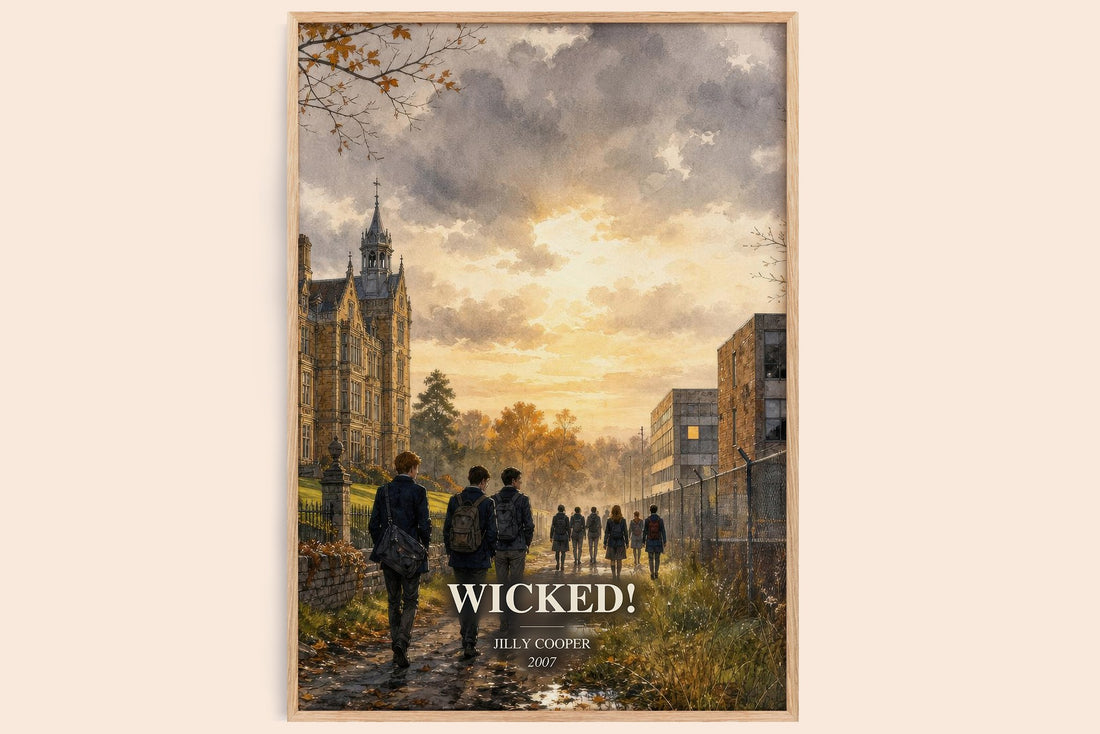 Wicked! watercolour book poster by Jilly Cooper – framed literary art print