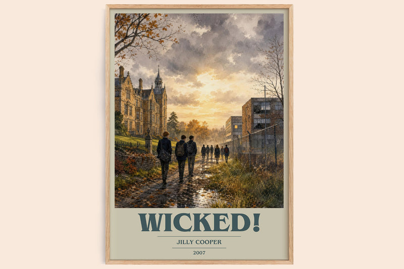 Wicked! book cover book poster by Jilly Cooper – framed literary art print