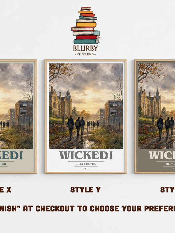 Wicked! book cover print in frame leaning in hallway – romance wall art