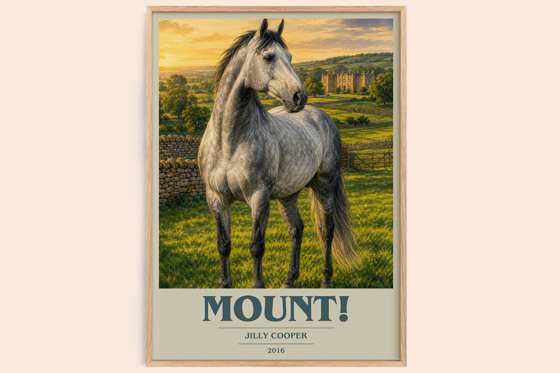 Mount! book cover book poster by Jilly Cooper – framed literary art print