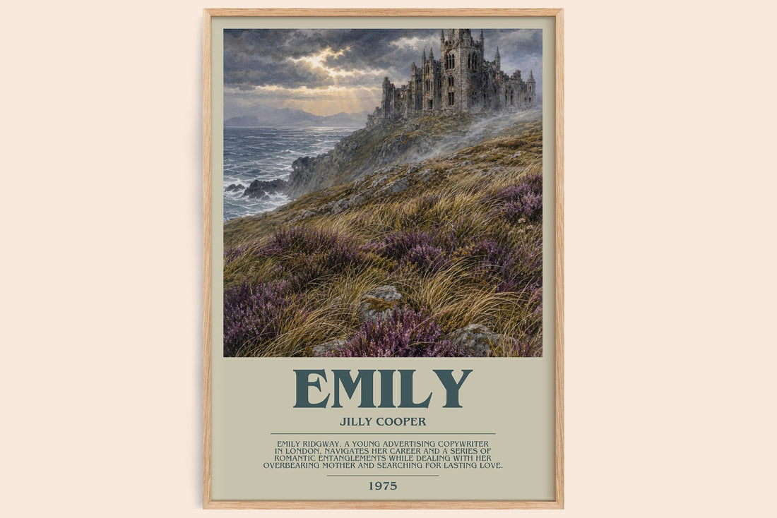 Emily bookish book poster by Jilly Cooper – framed literary art print