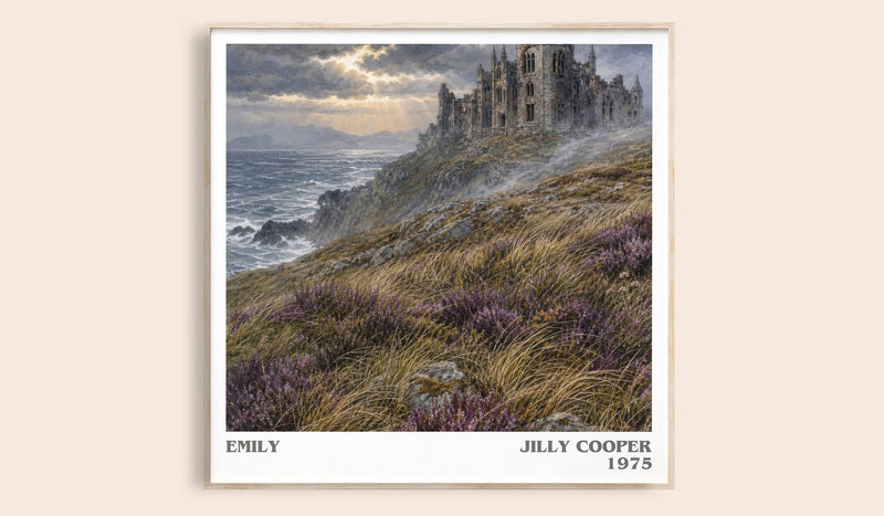 Emily literary book poster by Jilly Cooper – framed literary art print