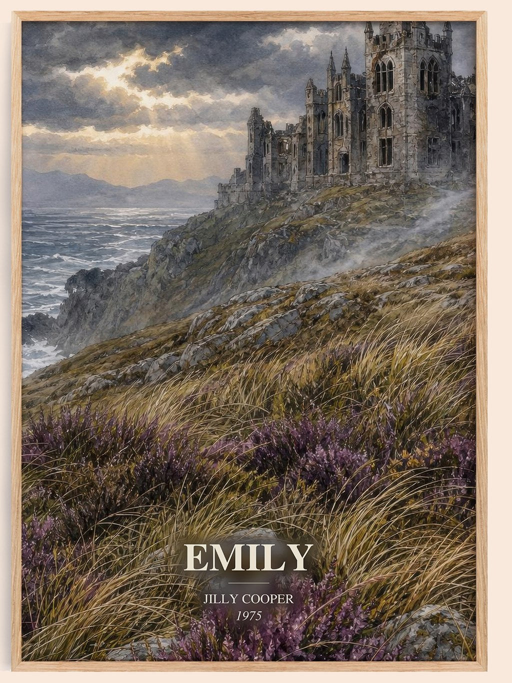 Emily watercolour book poster by Jilly Cooper – framed literary art print