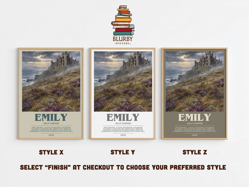 Emily bookish print in frame leaning in hallway – romance wall art