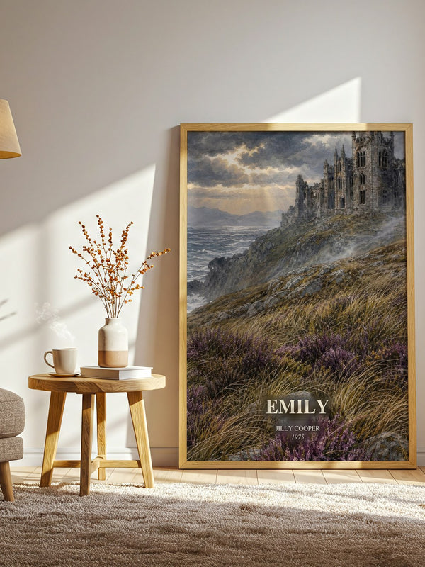 Emily watercolour print in frame leaning in hallway – romance wall art