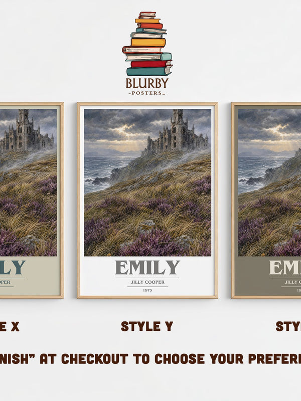 Emily book cover print in frame leaning in hallway – romance wall art