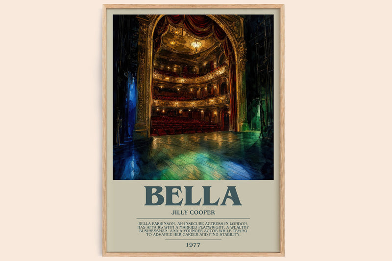 Bella bookish book poster by Jilly Cooper – framed literary art print