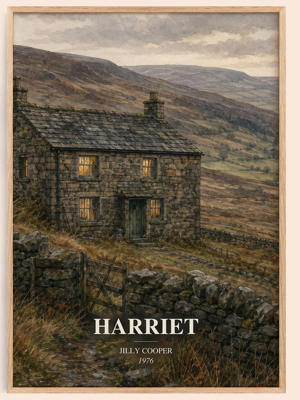 Harriet watercolour book poster by Jilly Cooper – framed literary art print