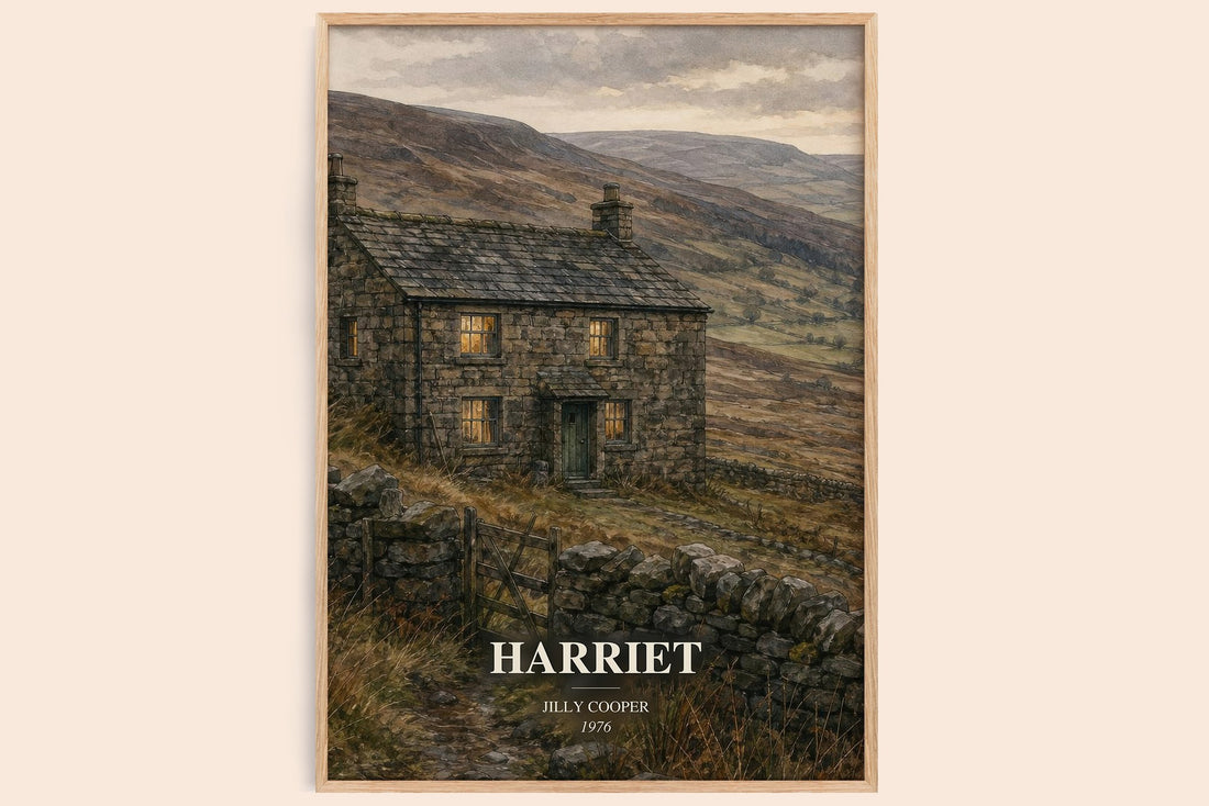 Harriet watercolour book poster by Jilly Cooper – framed literary art print