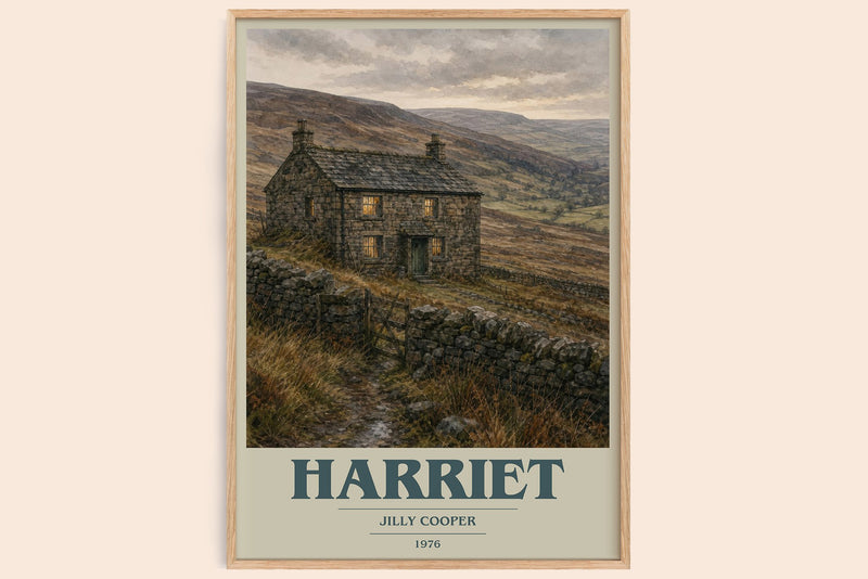 Harriet book cover book poster by Jilly Cooper – framed literary art print