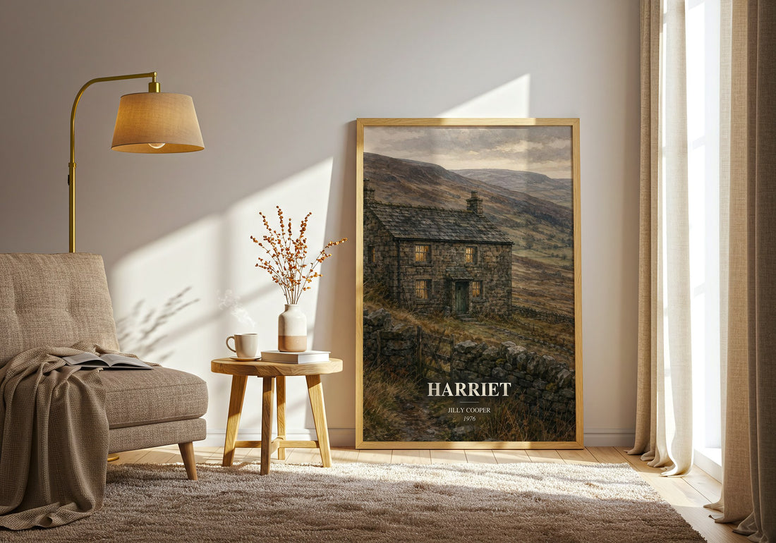 Harriet watercolour print in frame leaning in hallway – romance wall art (mockup)