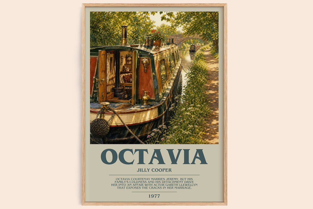 Octavia bookish book poster by Jilly Cooper – framed literary art print