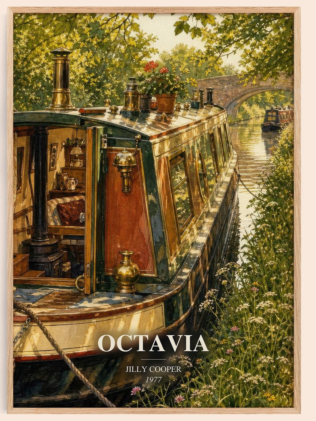 Octavia watercolour book poster by Jilly Cooper – framed literary art print