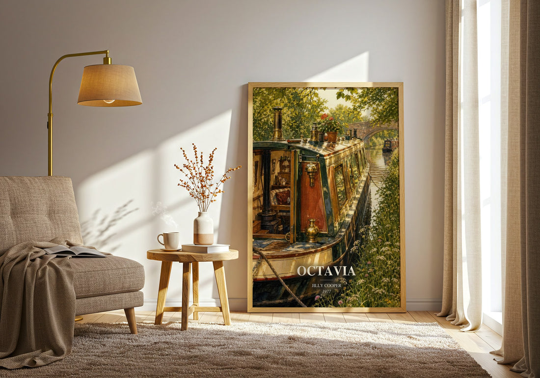 Octavia watercolour print in frame leaning in hallway – romance wall art (mockup)