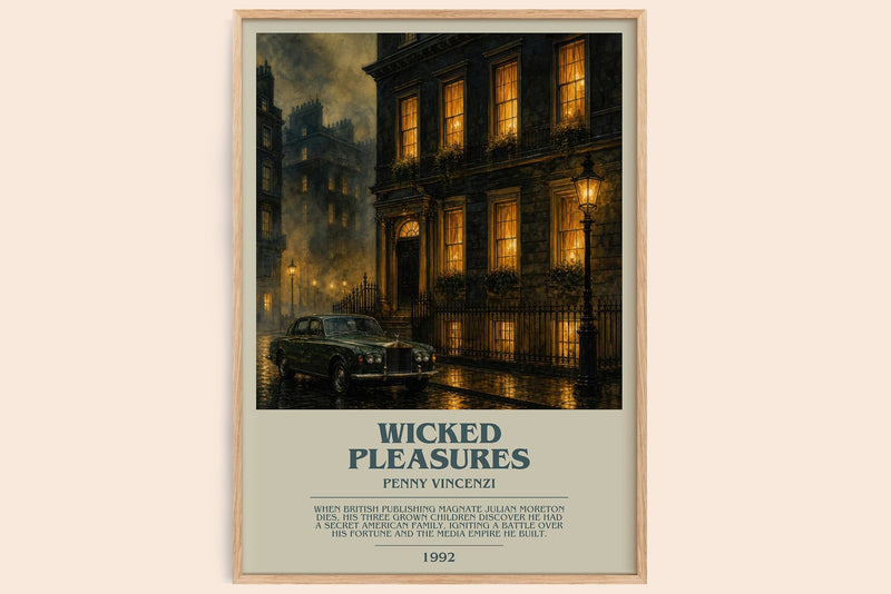 Wicked Pleasures bookish book poster by Penny Vincenzi – framed literary art print