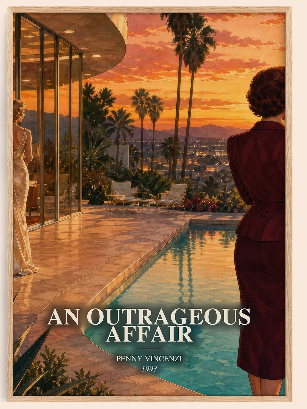An Outrageous Affair watercolour book poster by Penny Vincenzi – framed literary art print