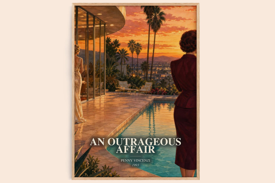 An Outrageous Affair watercolour book poster by Penny Vincenzi – framed literary art print