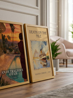 An Outrageous Affair watercolour print framed by window – literary home decor