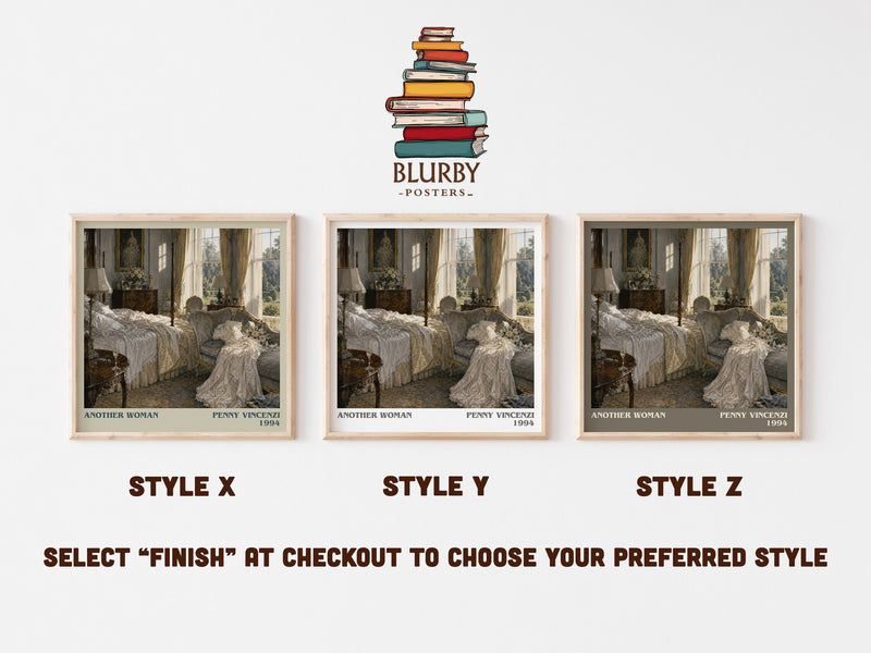 Another Woman literary print in frame leaning in hallway – contemporary fiction wall art