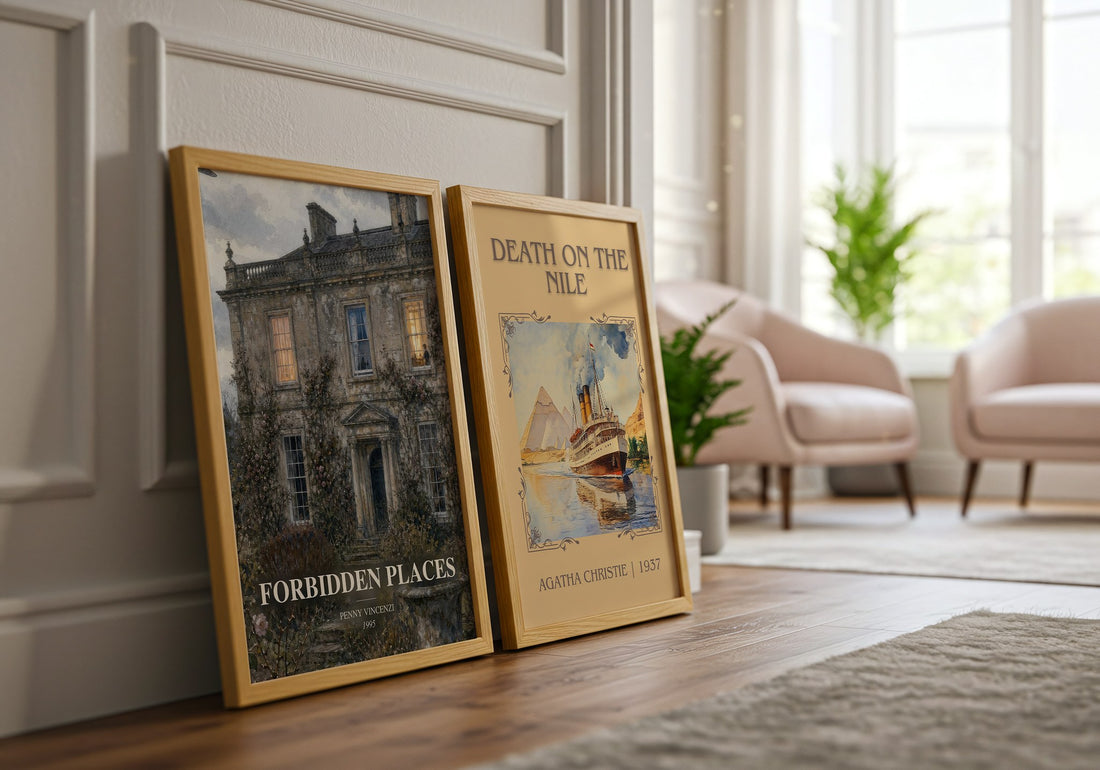 Forbidden Places watercolour print framed by window – literary home decor