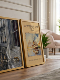 The Dilemma watercolour print framed by window – literary home decor