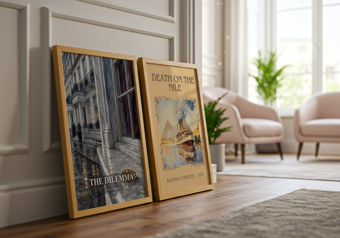The Dilemma watercolour print framed by window – literary home decor