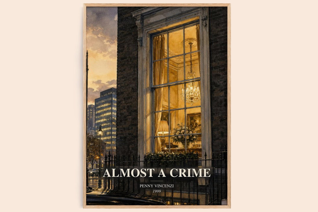 Almost a Crime watercolour book poster by Penny Vincenzi – framed literary art print