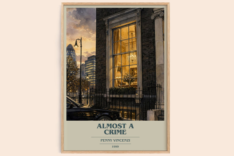 Almost a Crime book cover book poster by Penny Vincenzi – framed literary art print