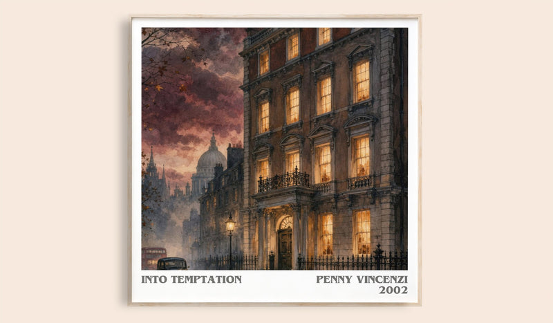 Into Temptation literary book poster by Penny Vincenzi – framed literary art print