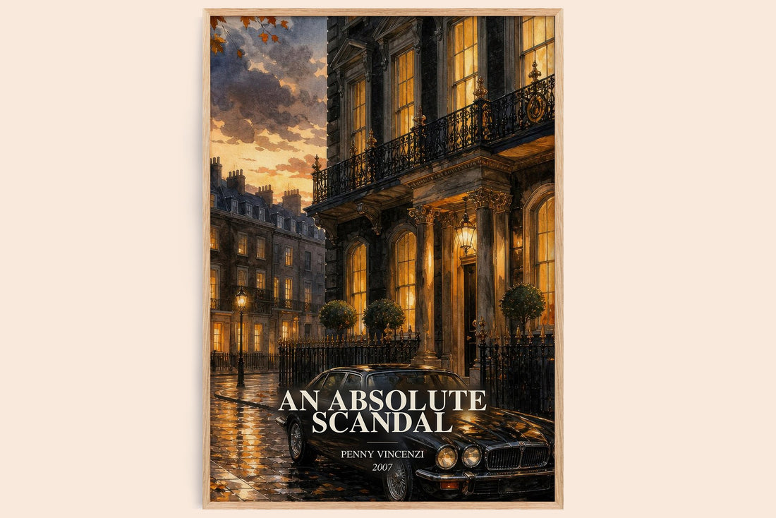 An Absolute Scandal watercolour book poster by Penny Vincenzi – framed literary art print