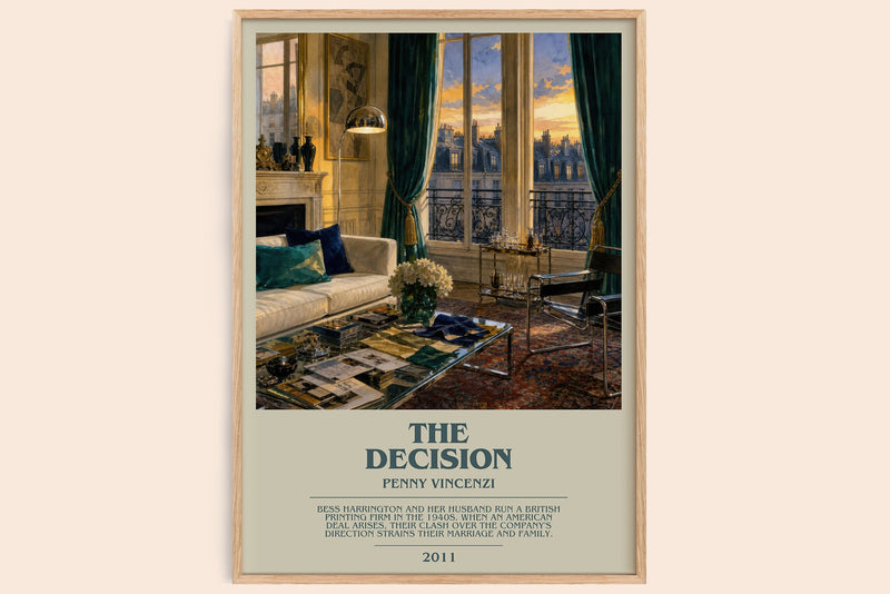 The Decision bookish book poster by Penny Vincenzi – framed literary art print