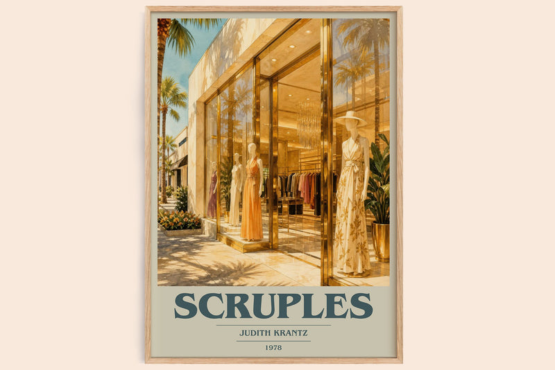 Scruples Book Cover Poster by Judith Krantz (Modern Minimalist style)