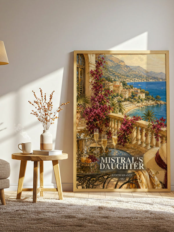 Mistral's Daughter watercolour print in frame leaning in hallway – romance wall art