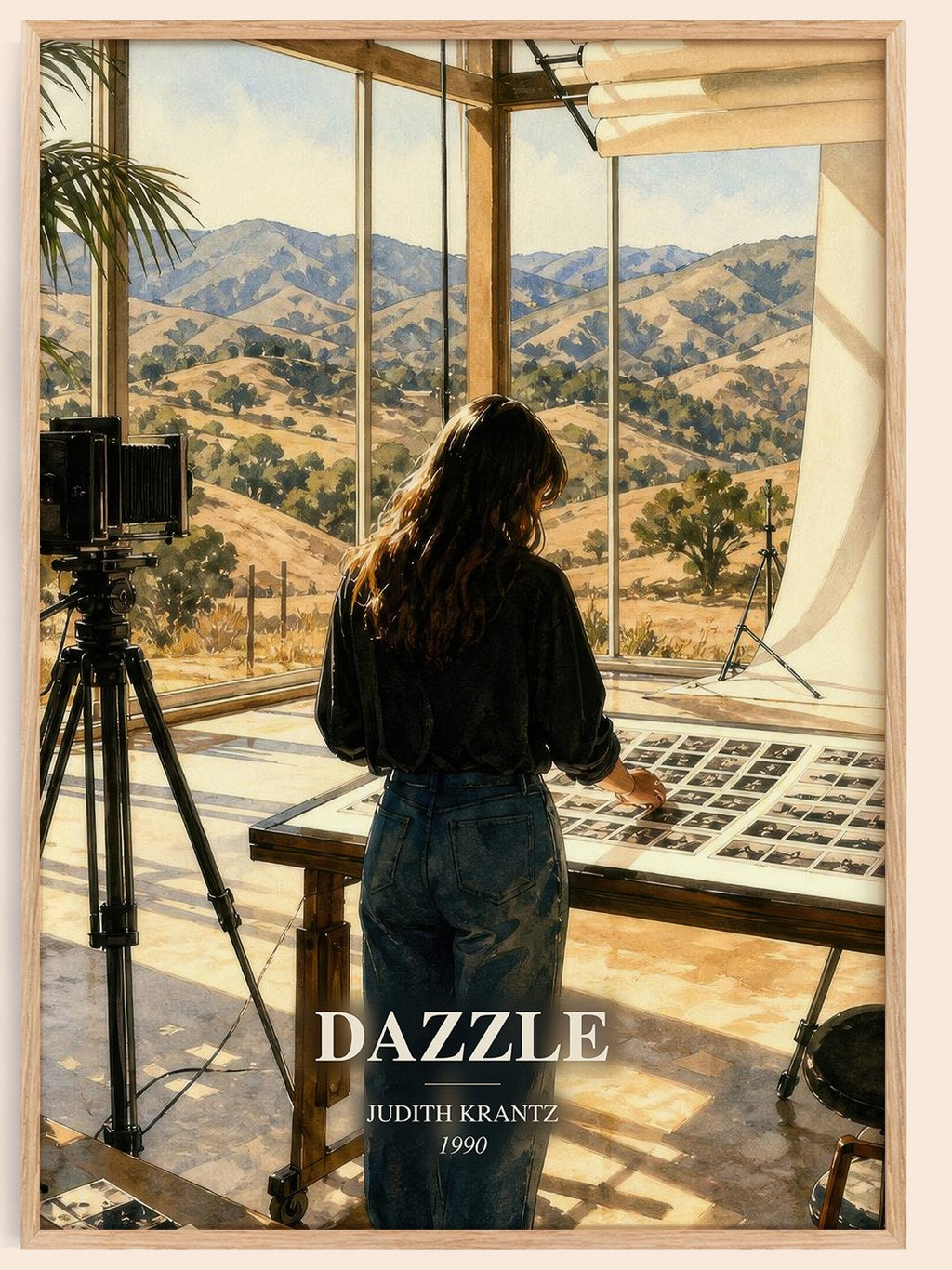 Dazzle watercolour book poster by Judith Krantz – framed literary art print