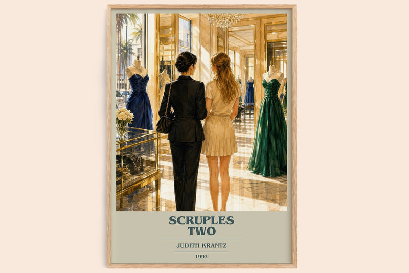 Scruples Two book cover book poster by Judith Krantz – framed literary art print