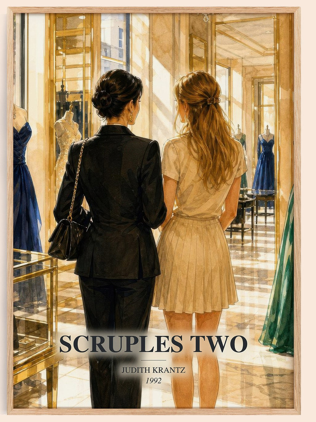 Scruples Two watercolour book poster by Judith Krantz – framed literary art print