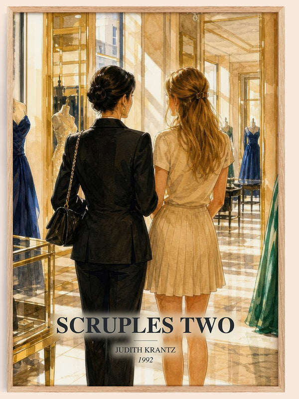 Scruples Two watercolour book poster by Judith Krantz – framed literary art print