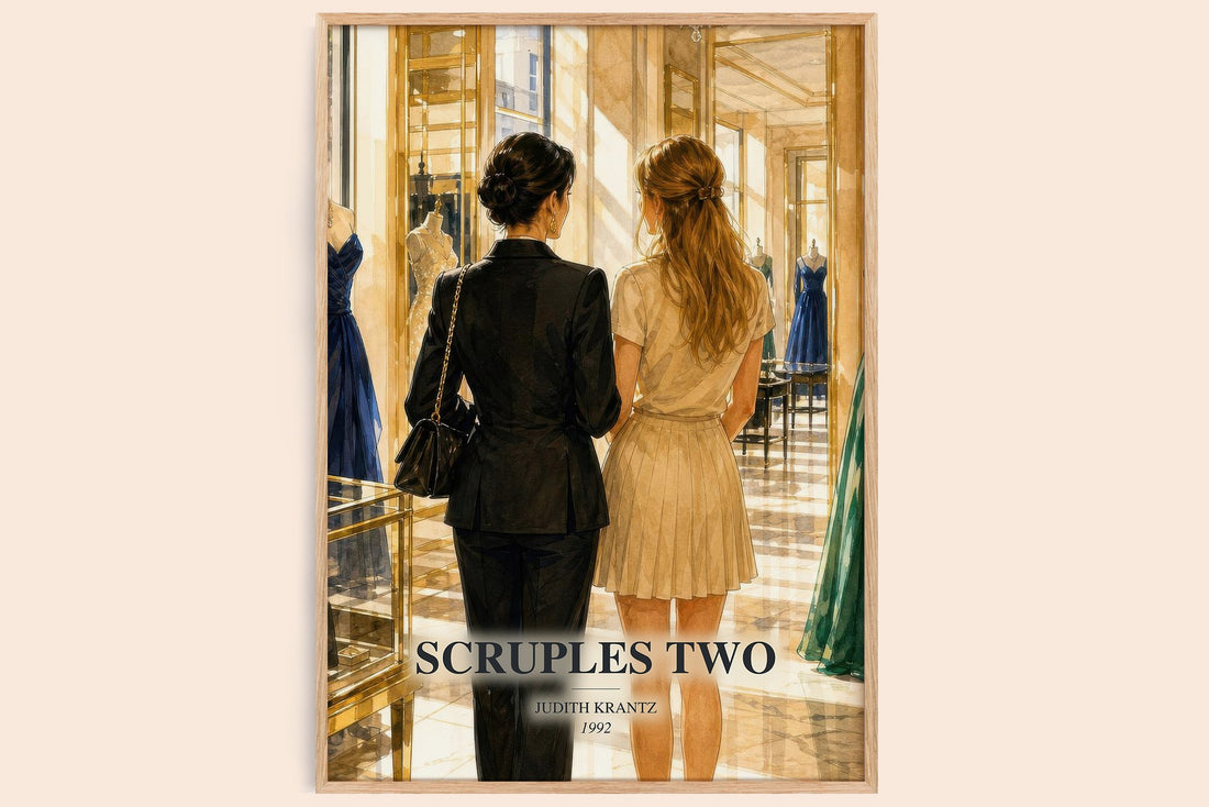 Scruples Two watercolour book poster by Judith Krantz – framed literary art print