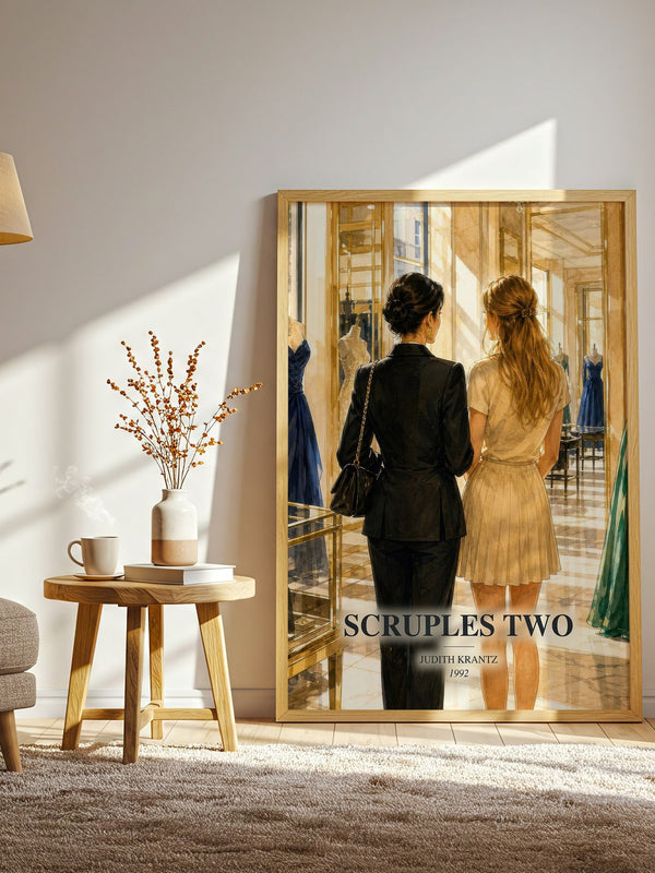 Scruples Two watercolour print in frame leaning in hallway – romance wall art