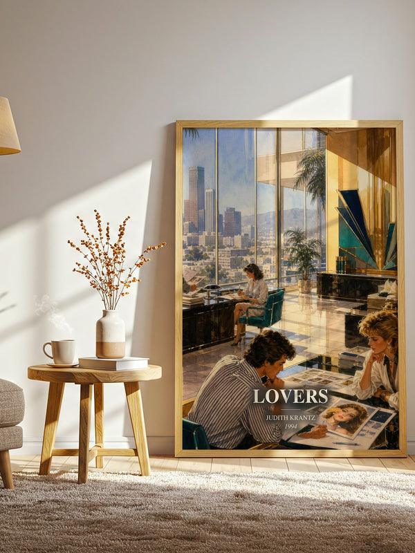 Lovers watercolour print in frame leaning in hallway – romance wall art